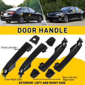 Set of 4 Door Handle Outside Exterior Black Front Rear for 2012-17 Toyota Camry - Picture 1 of 7