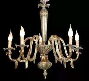 LAMPADARIO IN FUSIONE DI OTTONE ANTICO A 5 LUCI COLL. BGA 1190 - Bild 1 von 1