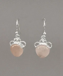 9902174 925er Silver Earrings Pink Quartz Pink Stone 1, 5x3cm - Picture 1 of 3