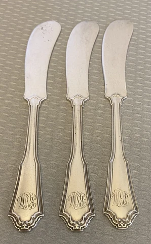 Reed Barton Sterling Silver JACOBEAN 1911 Individual Butter Spreader Set 3 80g Cover