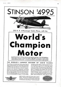 1931 Stinson / Lycoming Aircraft Ad 12/2/2024i - Picture 1 of 1