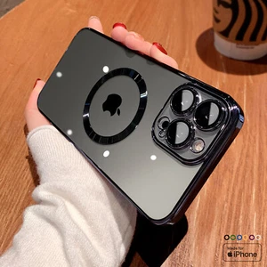 For iPhone 16 15 14 13 12 11 Pro Max Mag Safe Magnetic Clear Case Slim Plating - Picture 1 of 36