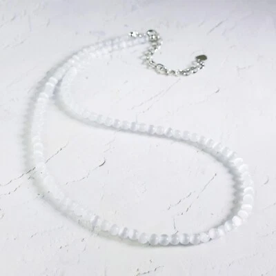 Gargantilla de Selenita Delicadas Cuentas de Piedra Collar Satinado Spar Cristal Delicado Gargantilla Foto 1 de 4