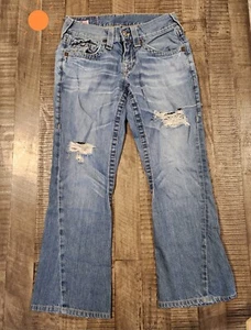 True Religion Joey Jeans Distressed Light Wash Blue Women Size 28 Inseam 26 in. - Picture 1 of 14