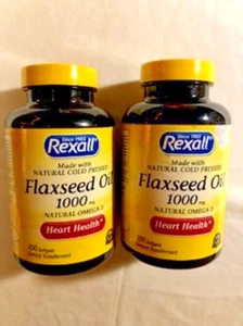 (2 Ct) Flaxseed Oil 1000mg- 100 Softgels | Pure, Cold-Pressed Omega-3 Supplement - Picture 1 of 4