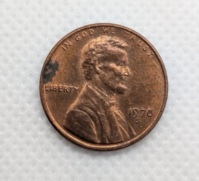 1970 S Lincoln Memorial Cent F VF Mint Error RPM Floating Roof No FG Penny - Image 1 of 4