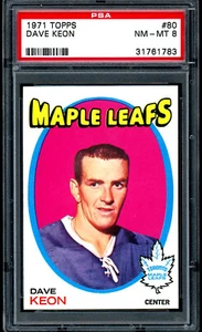 1971-72 Topps Hockey NHL #80 Dave Keon HOF PSA 8 NM-MT Toronto Maple Leafs Card - Picture 1 of 2