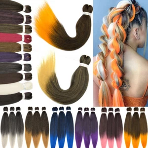 Soft Long Pre-Stretched Braiding Braid Hair Extensions Yaki Straight Ombre Jumbo - Picture 1 of 29
