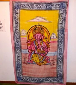 Wandschmuck, Baumwolle, aus Indien, sitzender Ganesh - Picture 1 of 2