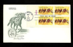 US FDC #1528 Artmaster 1974 KY Horse Racing Kentucky Derby HC Plate # Block - Picture 1 of 2