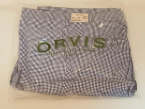 New old stock Orvis blue gingham check pants size 46R made in USA cotton 9T82 - Picture 1 of 6