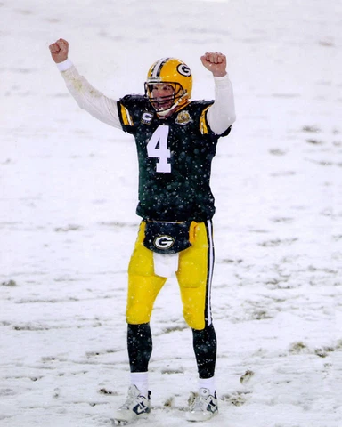 2007 Green Bay Packers BRETT FAVRE Glossy 8x10 Photo Snow Print Playoffs Poster Cover