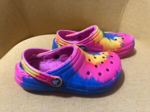 Girls Crocs Cayman Clogs Shoes Size 13 Tye Dye Rainbow