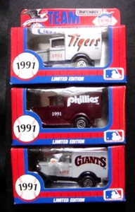 1991- MATCHBOX NIB MLB 3 TEAM COLLECTIBLE Delivery TRUCKS TIGERS,PHILLIES,GIANTS - Picture 1 of 6