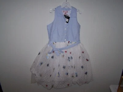Halabaloo Girls Dress Sleeveless Blue/White Stripe Layered Tulle Size 12 NWT - Image 1 of 4
