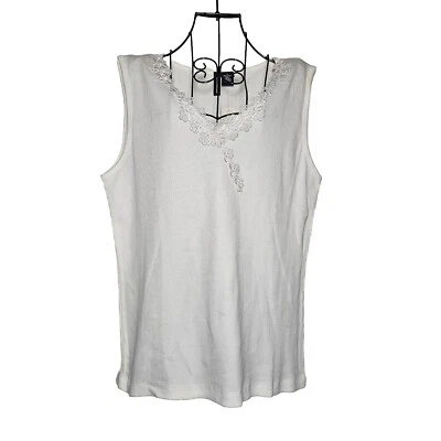 Jason Maxwell white beaded embroidered tank top nwt large - Image 1 of 4