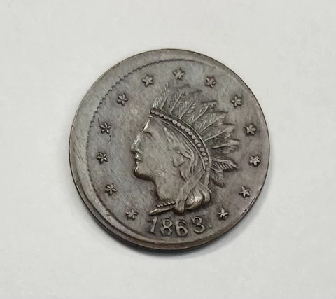 1863 Indian Head New York Civil War Token - Broken Planchet Off-Center $1993 Cover