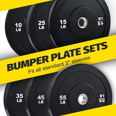 2x10/15/25/35/45/55lbsOlympic Bumper Plate Sets of Twin 2'' Rubber Weight Plates - Image 1 of 4