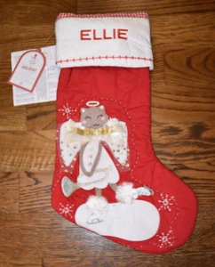 Pottery Barn Kid Quilted Light Up Stocking Kitty Angel Monogram Ellie NWT - Picture 1 of 3