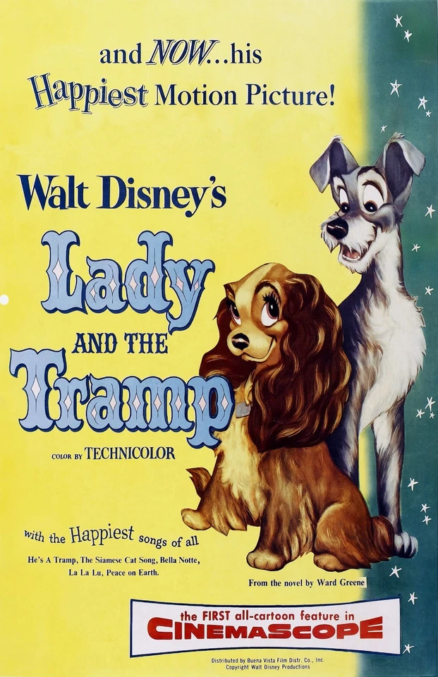 Walt Disney's Lady and the Tramp movie poster (b) - 11 x 17 inches