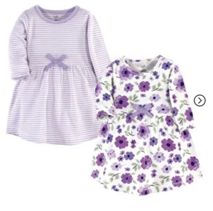Touched by Nature Toddler Organic Cotton Dresses, Purple Garden Long Sleeve 2-Pa - Picture 1 of 3