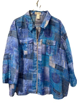 Drapers & Damons 复古拉链轻便夹克。 女式 2X 领夹克。 — 第 1/4 张图片