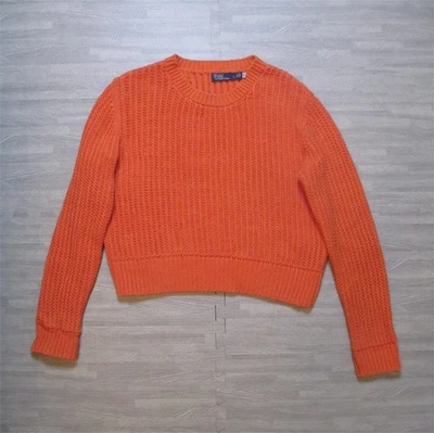 Polo Ralph Lauren Jumper Womens Large Orange Openwork Cotton Linen Silk Knit - Image 1 of 4