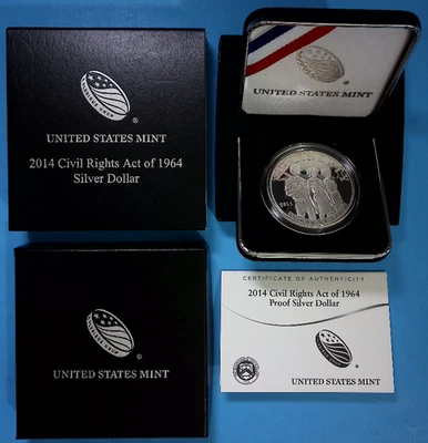 2014 Civil Rights Act of 1964 Proof Silver Dollar US Mint Commemorative Coin - Image 1 of 4
