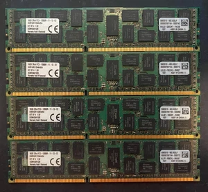 (4x 16GB) Kingston 2Rx4 PC3-12800 DDR3-1600 KVR16R11D4K4/64 ECC Server RAM ~ - Picture 1 of 1