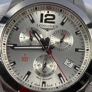 Longines conquest l3 800.4.76.6 Silver Dial 4.8cm Unisex WATCH Auth - Picture 1 of 20