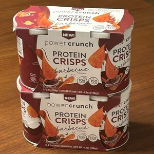 4x Cans POWER CRUNCH Protein CRISPS Potato Style PROTEIN CHIPS BBQ - NEW SEALED - Picture 1 of 10