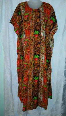 Винтажный 70-х психоделический пейсли роза корыта Muumuu кафтан платье миссис Roper O/S - Изображение 1 из 4