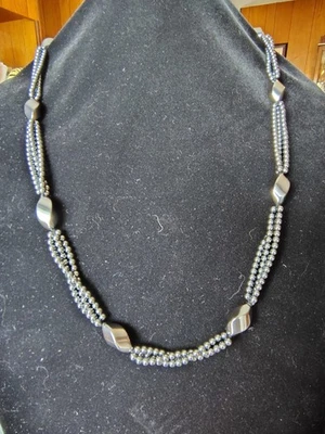 Vtg Hematite Bead Necklace 30" Long Multi Strand Opera Length Statement Jewelry - Image 1 of 4