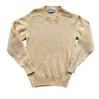 Vintage 60s Shetland Wool Sweater Small Butter Yellow Scottish Preppy - Image 1 of 4