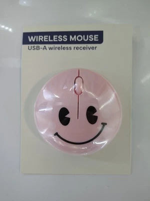 Vivitar Wireless Mouse Pink Bullseye Smile Design USB PC Laptop Mac (New SEALED) - Image 1 of 2