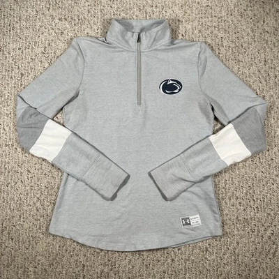 Suéter Penn State Under Armour Mujer’s Cuarto Cremallera Manga Larga Talla Pequeña Gris Foto 1 de 4