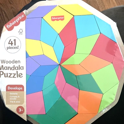 Quebra-cabeça de madeira infantil Fisher Price mandala brinquedo de aprendizagem geométrico.  NOVO EM PKG - Imagem 1 de 4