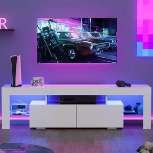 62 in. Soporte de TV Cyber Vibe blanco para televisores de hasta 70 pulgadas LED incorporado multicolor - Imagen 1 de 8