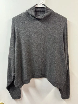 Lucky Brand Size S Turtle/Mock Neck Sweater Top Shirt Gray Soft Boxy Oversized - Image 1 of 4