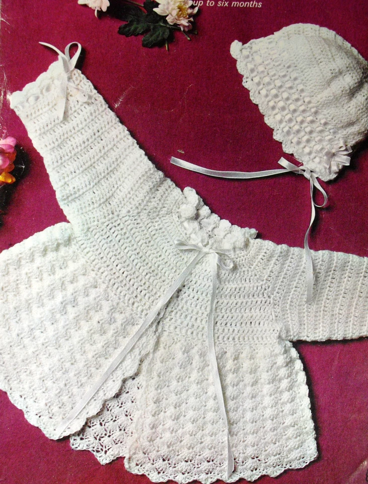 CROCHET PATTERNS BABIES, GIRLS BOYS CHRISTENING SHAWL DRESS BLANKET HAT BOOTEES - Image 1 of 1