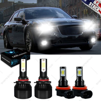 For Chrysler 300 2011 2012 2013 2014 6000K LED Headlight + Fog Light Bulbs Combo - Image 1 of 4