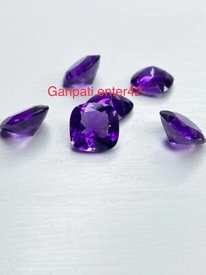 NATURAL AMETHYST FACETED CUSHION CUT 7x7 MM CALIBRATED SIZE LOOSE GEMSTONE E - Image 1 of 4