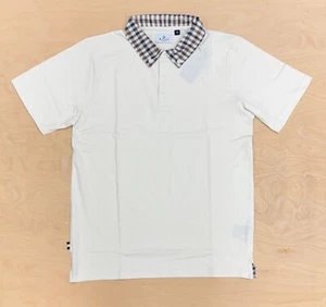 AQUASCUTUM Active Supima Club Check Rib Polo T shirt PO003 Old White Iconic - Picture 1 of 2