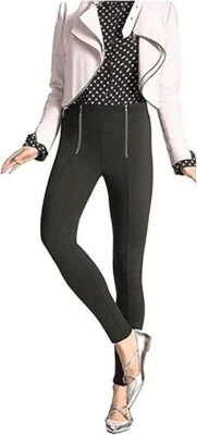 HUE Zippered Sleek Ponte High rise Leggings Black X-Large hard to find - Image 1 of 2