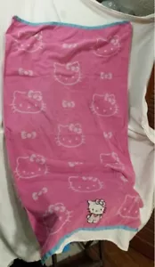 Vintage Hello Kitty Beach Towel Hot Pink Multi Kitty Embroidered Area 58" x 31" - Picture 1 of 21