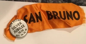 Vintage 1939 City of San Bruno Kalifornien 25 Silber Jubiläum Pin mit Band - Bild 1 von 3