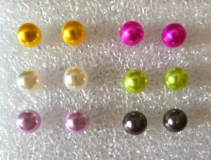 Set of 6 Pearl-Like Post Stud Earrings - New - Picture 1 of 1