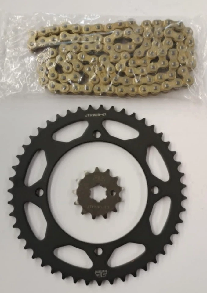 Juego de piñones Kawasaki KX65 2002-2025 JT 13/47 con kit de cadena HD DORADO Foto 1 de 1