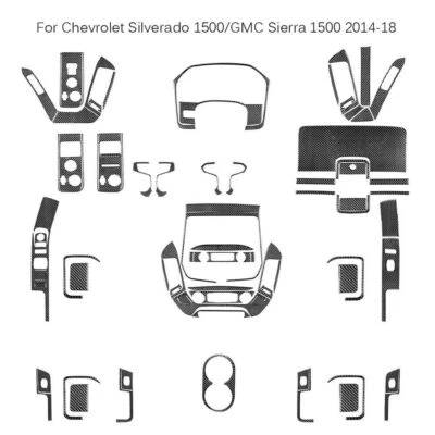 72 шт. полный комплект отделки из углеродного волокна для Chevrolet Silverado GMC Sierra 1500 2014-18 - Изображение 1 из 4