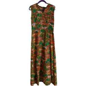 Maxi Vestido Royal Hawaiian M Vintage Sin mangas Hawaiano Aloha - Imagen 1 de 5